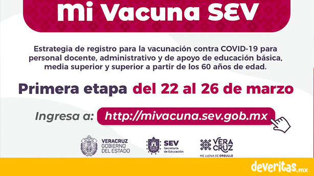 Inicia en Veracruz registro de docentes mayores de 60 años para recibir vacuna anti-COVID-19: SEV