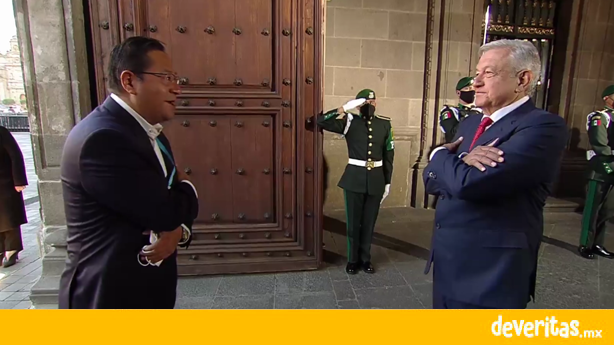 AMLO da la bienvenida al Presidente de Bolivia llega en Palacio Nacional
