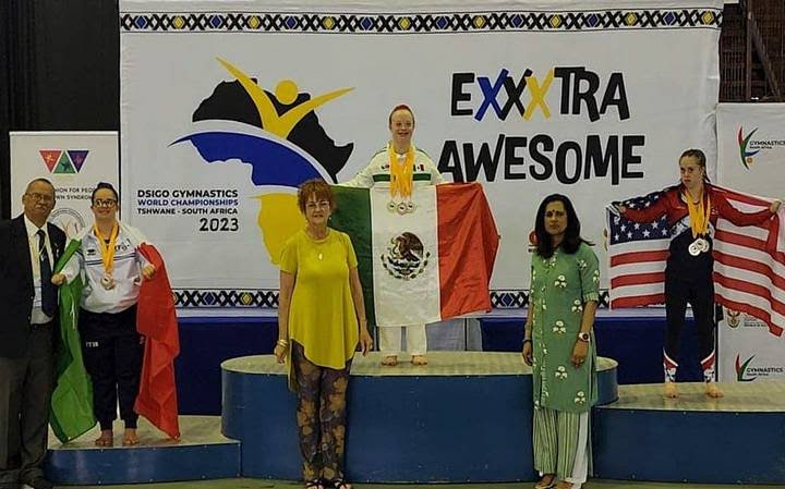 Triunfa la veracruzana María Bárbara en el mundial de gimnasia artística para atletas con síndrome de Down